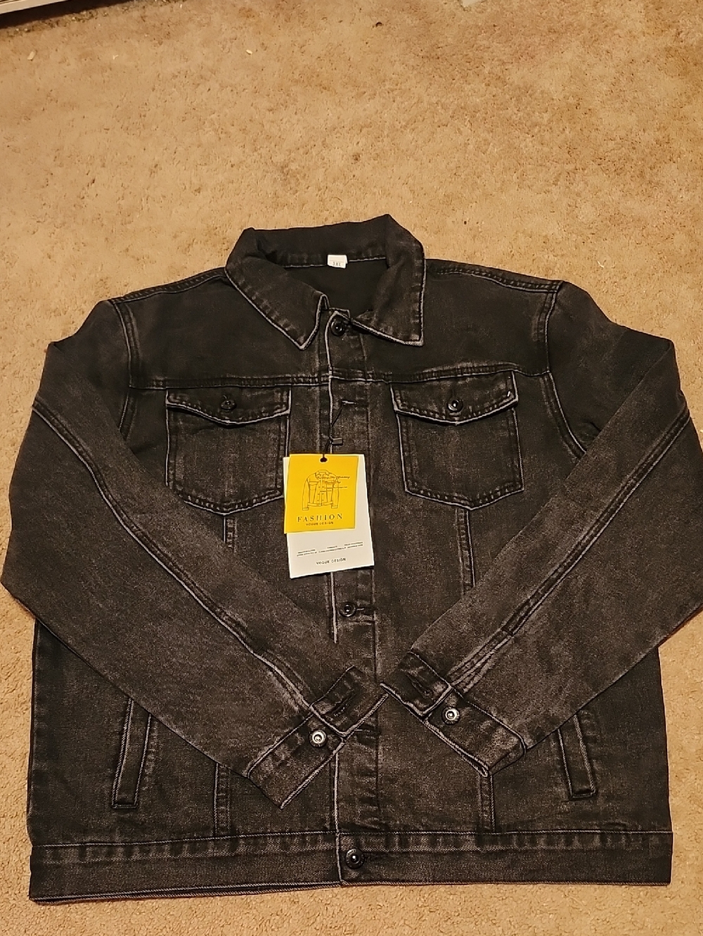 Brand New Mens Black Denim Jacket